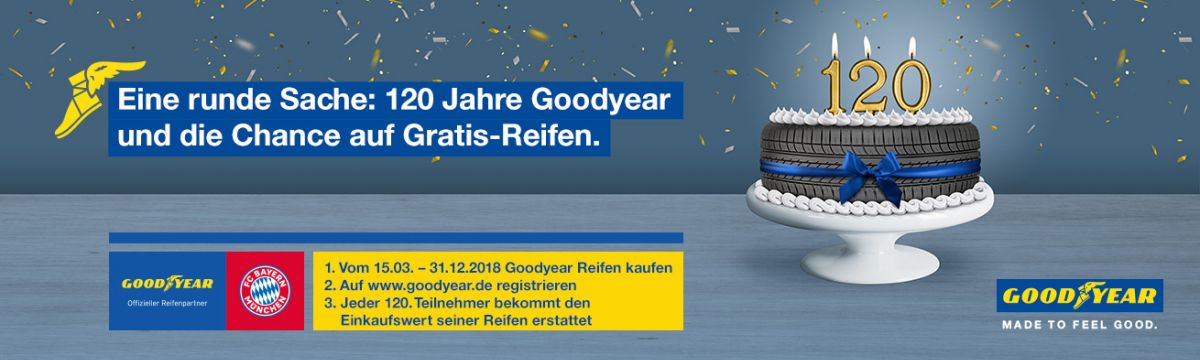 120 Jahre Goodyear und die Chance auf gratis Reifen 120 Jahre Goodyear und die Chance auf gratis Reifen